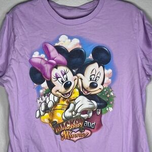 Disney Mickey and Minnie Mouse Graphic Tee Lavender‎ T-Shirt XL